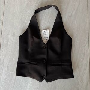 Brown Zara Button-Up Vest